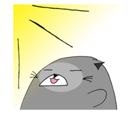 Gray - Twin tails chubby cat sticker #12564592