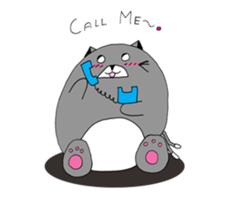 Gray - Twin tails chubby cat sticker #12564595