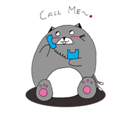Gray - Twin tails chubby cat sticker #12564595