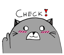 Gray - Twin tails chubby cat sticker #12564596