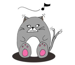 Gray - Twin tails chubby cat sticker #12564597