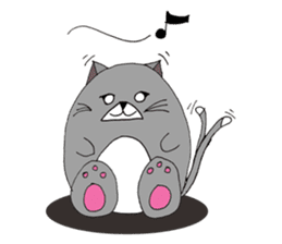 Gray - Twin tails chubby cat sticker #12564597