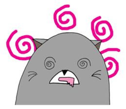Gray - Twin tails chubby cat sticker #12564598