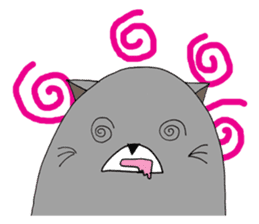 Gray - Twin tails chubby cat sticker #12564598