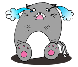 Gray - Twin tails chubby cat sticker #12564602