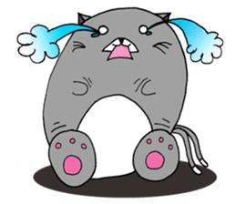 Gray - Twin tails chubby cat sticker #12564602