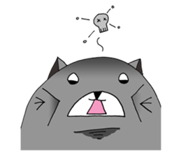 Gray - Twin tails chubby cat sticker #12564603