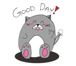 Gray - Twin tails chubby cat sticker #12564607