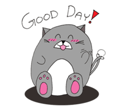 Gray - Twin tails chubby cat sticker #12564607