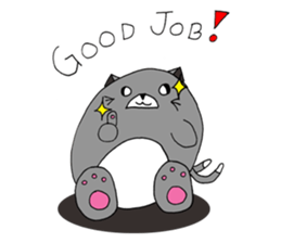 Gray - Twin tails chubby cat sticker #12564608