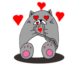 Gray - Twin tails chubby cat sticker #12564612