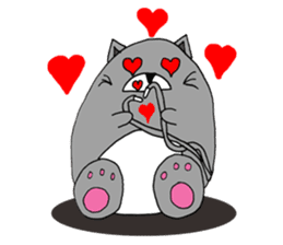 Gray - Twin tails chubby cat sticker #12564612