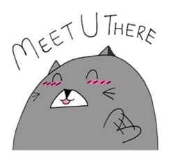 Gray - Twin tails chubby cat sticker #12564613
