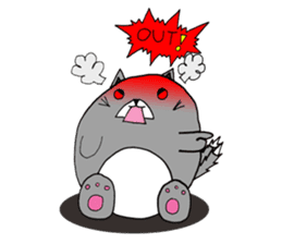 Gray - Twin tails chubby cat sticker #12564615