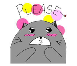 Gray - Twin tails chubby cat sticker #12564616