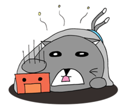 Gray - Twin tails chubby cat sticker #12564621