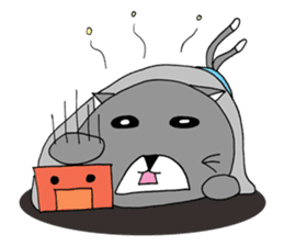 Gray - Twin tails chubby cat sticker #12564621