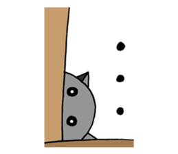 Gray - Twin tails chubby cat sticker #12564622