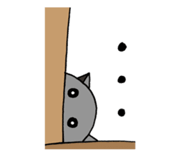 Gray - Twin tails chubby cat sticker #12564622