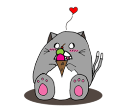 Gray - Twin tails chubby cat sticker #12564625
