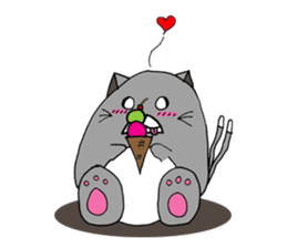 Gray - Twin tails chubby cat sticker #12564625