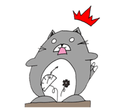 Gray - Twin tails chubby cat sticker #12564626