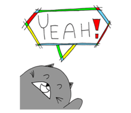 Gray - Twin tails chubby cat sticker #12564628