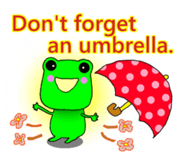Cute frog with umbrella. sticker #12566494