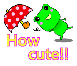 Cute frog with umbrella. sticker #12566496
