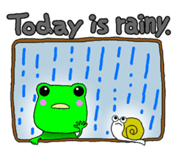 Cute frog with umbrella. sticker #12566499