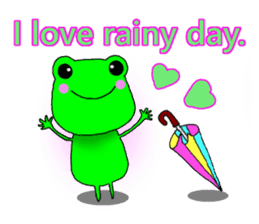Cute frog with umbrella. sticker #12566510