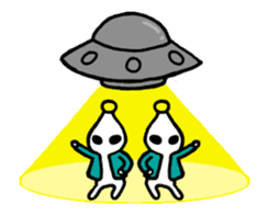 Aliens with Spaceships sticker #12582595