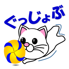 Volleyball of a white cat
