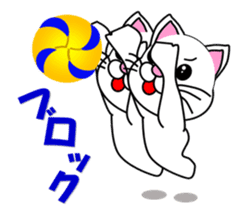 Volleyball of a white cat sticker #12587171