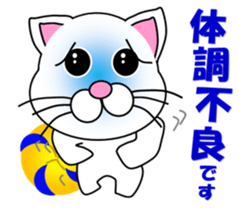 Volleyball of a white cat sticker #12587181