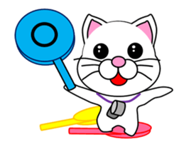 Volleyball of a white cat sticker #12587194