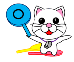 Volleyball of a white cat sticker #12587194