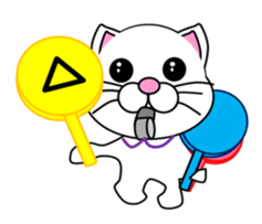 Volleyball of a white cat sticker #12587195