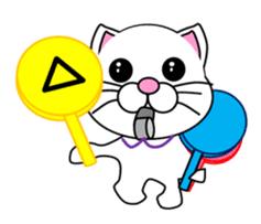 Volleyball of a white cat sticker #12587195