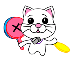 Volleyball of a white cat sticker #12587196