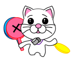 Volleyball of a white cat sticker #12587196