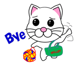 Volleyball of a white cat sticker #12587197