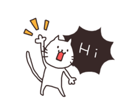 Cheerful white cat simple Sticker sticker #12594561