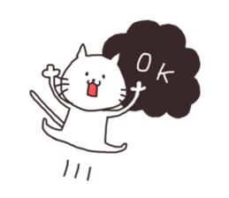 Cheerful white cat simple Sticker sticker #12594563