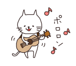 Cheerful white cat simple Sticker sticker #12594586