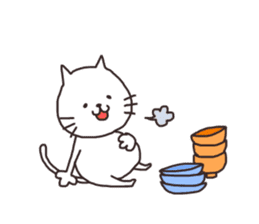 Cheerful white cat simple Sticker sticker #12594588