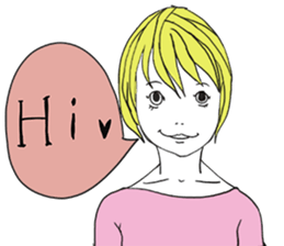 Girl of shortcut hair sticker #12595238