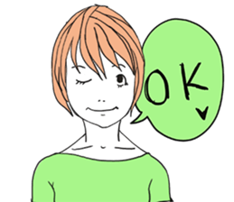 Girl of shortcut hair sticker #12595239