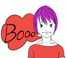 Girl of shortcut hair sticker #12595241