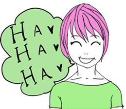 Girl of shortcut hair sticker #12595243